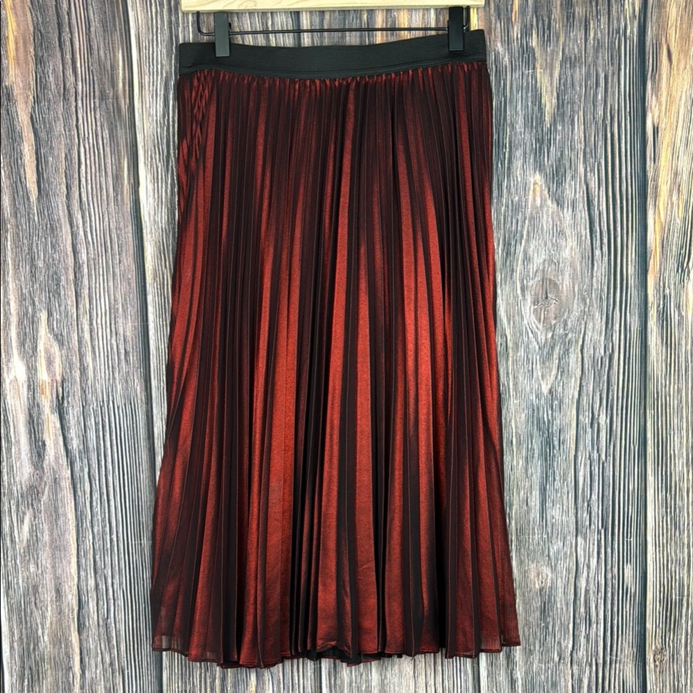 Simply Vera Vera Wang Red and Black Midi A-Line Pleated Skirt for Night Out
